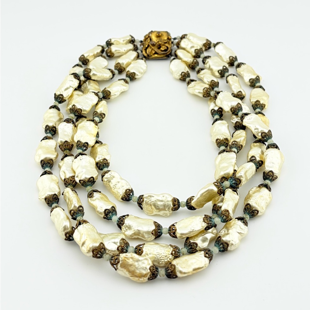 Vintage Marion Haskell Baroque Faux Pearl Necklace